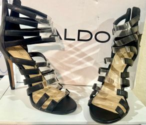 Used Size 8 Aldo Black Strappy Stiletto Heels