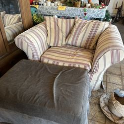 Pottery barn oversized chair with ottoman