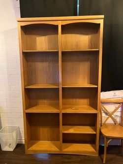 Large Wood Bookcase with Double Shelving