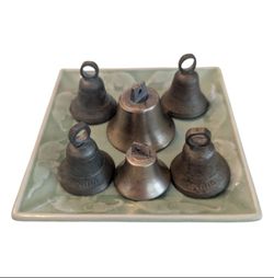 Vintage 50s Mid-Century 4 India Bronze Bells 2 Brass Bells 3 Sizes