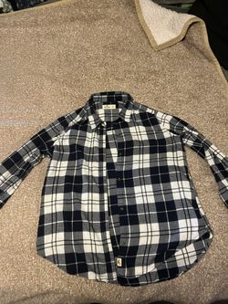 Hollister black and white plaid flannel