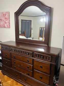 Dark Wood Dresser with Mirror