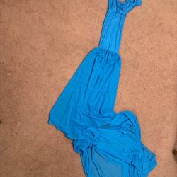 New small blue teal long train mermaid stretchy dress sheer maternity photo gown