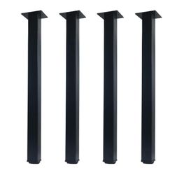 24 inch Adjustable Metal Furniture Legs, Square Office Table Furniture Leg, Set of 4 -Black