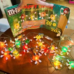 Vintage M&M's Set of 20 Candy Happy Lights Holiday Christmas Party Garlands M&Ms