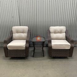 Outdoor Patio Swivel Chair Set of 3pc
