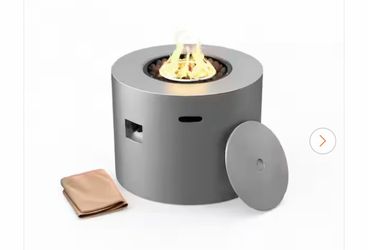 Loren 32 in. W 50,000 BTU Round Propane Gas Alloy Steel Frame Concrete Style Fire Pit Table in Gray