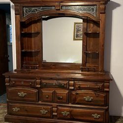 Solid Wood Lighted Vanity With Mirror 