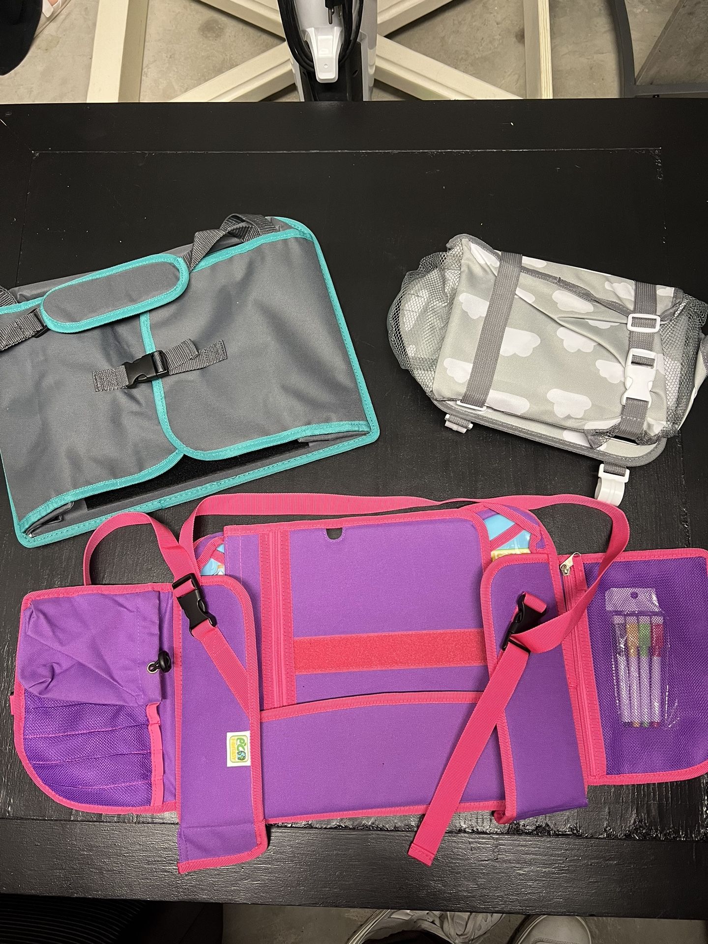 kids travel tray tablet holder & diaper caddy