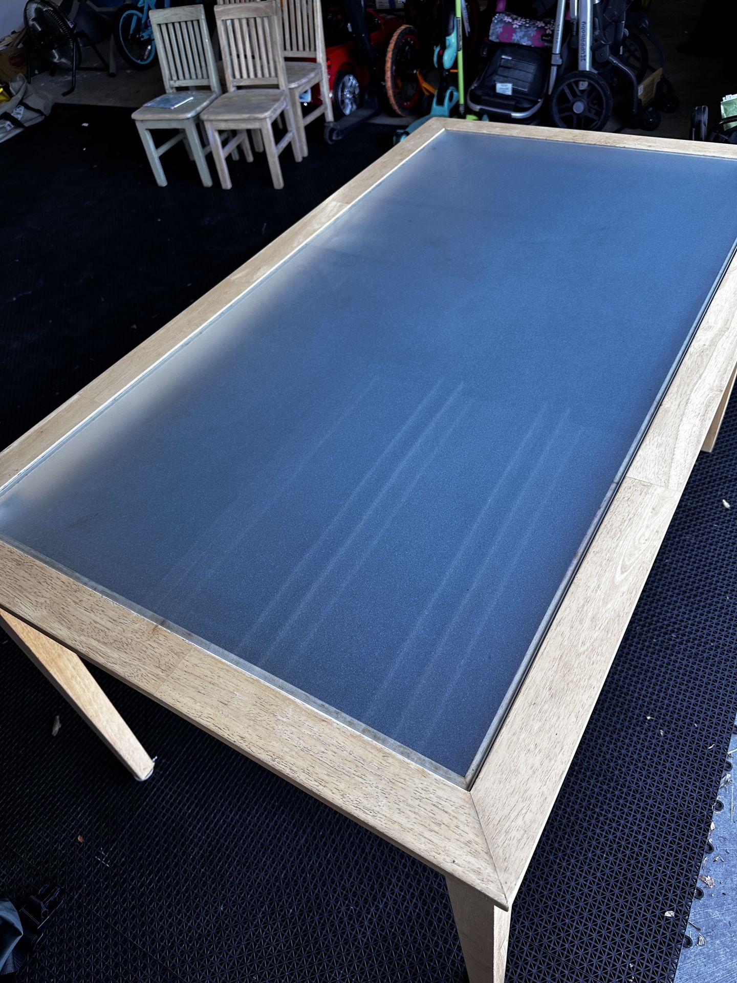 Real Wood And Glass Dinning Table 4.5’ X 30.5” Height 22”