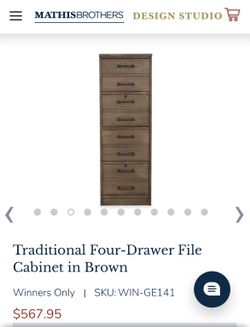 Traditional Four-Drawer File Cabinet in Brown PICK UP ONLY