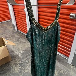 Fancy Teal Sequined Cocktail Dress - Size M