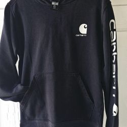Carhartt Little Boys' Logo Hooded blck Sweatshirt
Pre-owned. Excellent condition 
Size Large (14-16)
No rips or stains 
Not faded 
Low price 