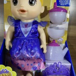 Baby Alive Princess Doll With Tea Set That Changes Color When Cold Water Is Added