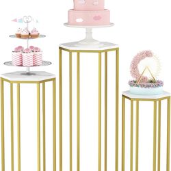 Cylinder Stands For Party Set Of3 Gold