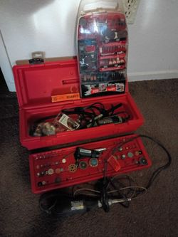 Dremel tool box full and a lot of extras 75.00