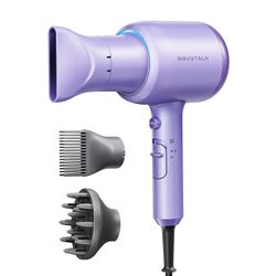 Blow Dryer with Diffuser, Blown Away Ionic Hair Dryer for Curly Hair with Comb, 3 Attachments for All Hair Types, Purple