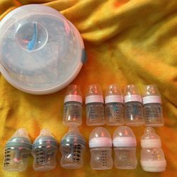 Baby Bottles + Sterilizer (AVENT, Tommee Tippee, MAM)