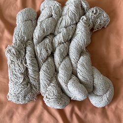 Handmade Undyed Boucle Hemp Silk Yarn Off White Yarn Lotx4 Skein 