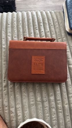 Christian Art Gifts Faux Leather Bible Cover for Men and Women: Stand Firm in the Faith - 1 Corinthians 16:13 Inspirational Bible Verse, Brown, Large