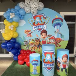 Paw Patrol Backdrop With 3 Cylinder Cover Backdrop - Used Once