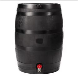 RTS Home Accents 50 Gal. Rain Barrel in Black with Plastic Spigot