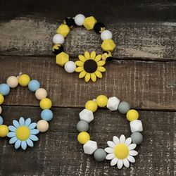 Sunflower Silicone Bead Keychains