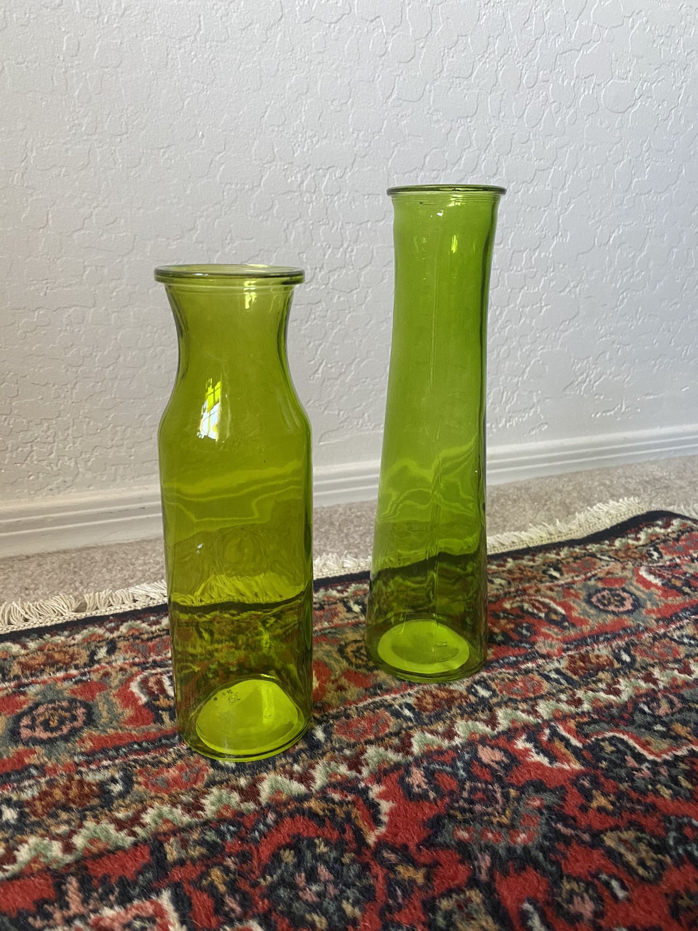 Green Flower Vase Set of 2