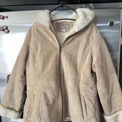 Suede Woman’s Fur Jacket (Large)
