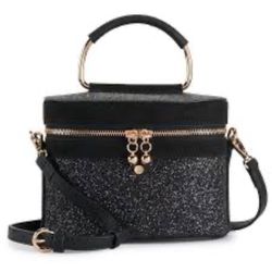 LC BY LAUREN CONRAD BLACK GLITTER GIFT VANITY PURSE