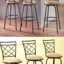 Swivel Upholstered Adjustable Height Counter Stool With Metal Frame