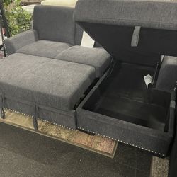 2 Piece Sectional With Pull Out Bed And Storage Chaise On Sale