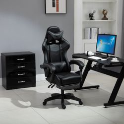 Massage Gaming Chair Office Chair Adjustable Height Lumbar Support Comfortable Headrest Footrest