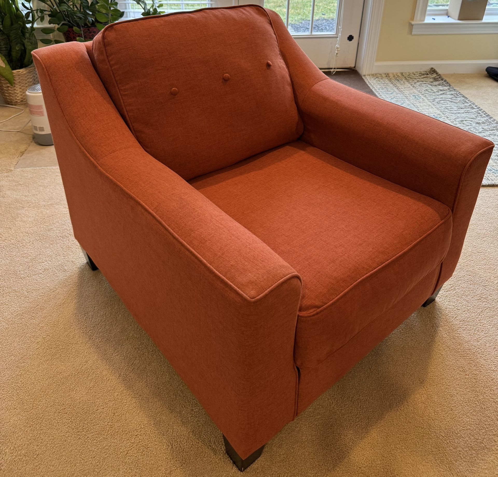 Upholstered Burnt Orange Accent Chair