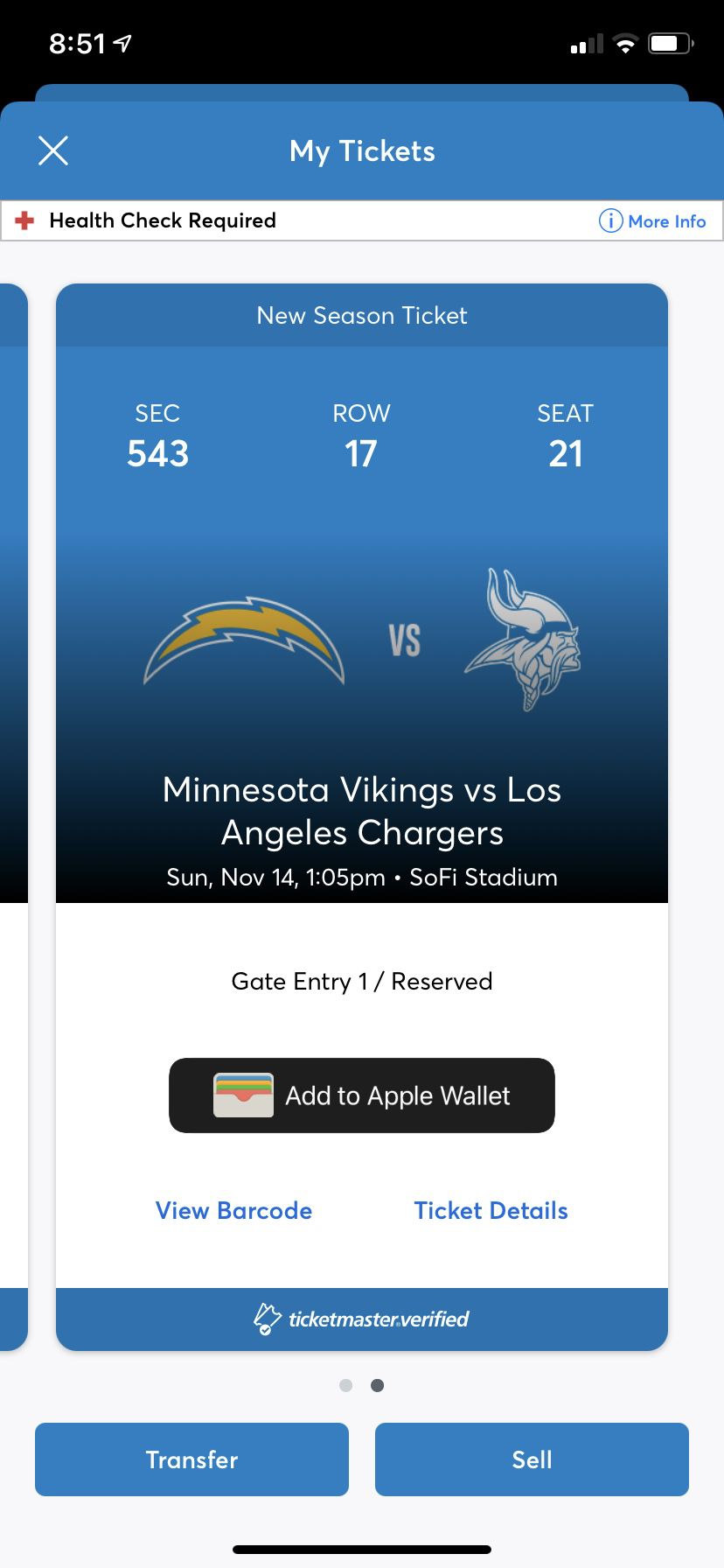 Chargers vs Vikings Tickets - November 14th 