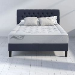 Queen Mattress + Upholstered Bed Frame – Excellent Condition