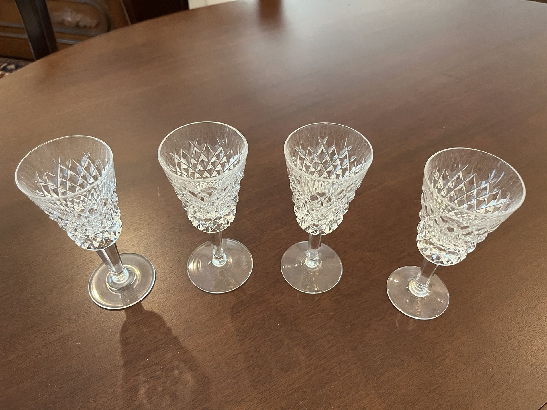 Set of 4 Vintage Waterford Alana Crystal Sherry Glasses 5 1/8"