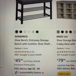 TWO- Gray & Black Mud Room Benches