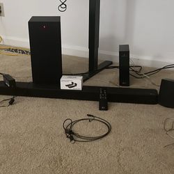 Surround Sound System with Soundbar mount Wired/Wireless