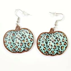 Leopard Print Pumpkin Earrings, New