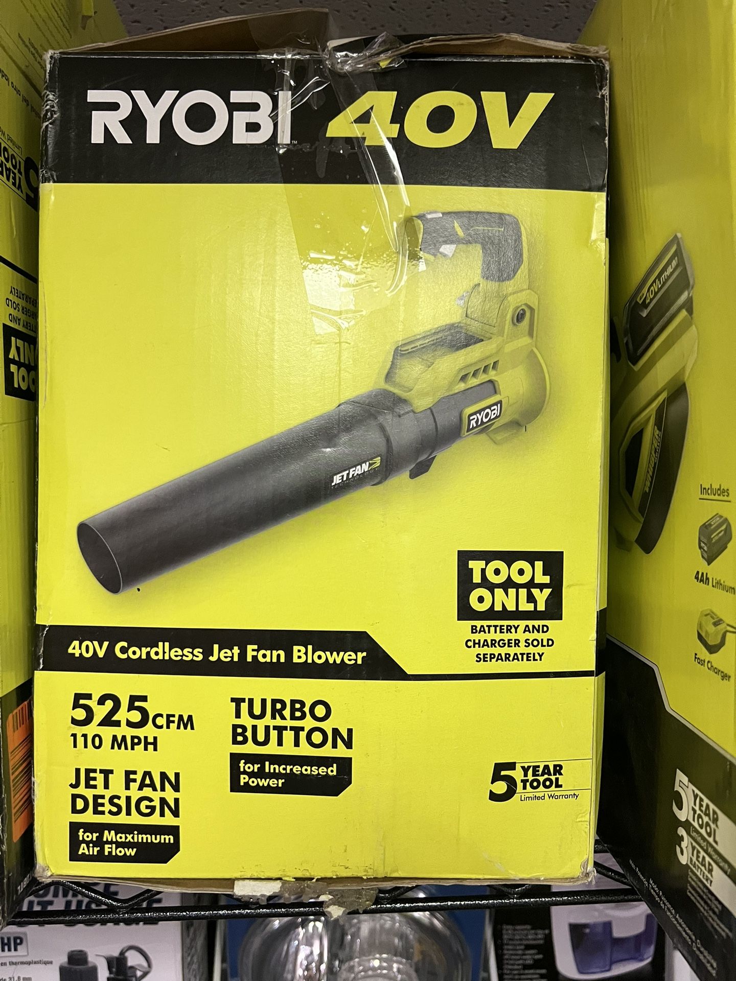 RYOBI ONE+ 18V 100 MPH 350 CFM Cordless Battery Variable-Speed Jet Fan Leaf Blower (Tool Only)