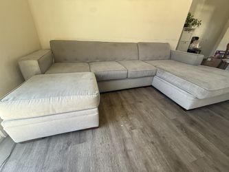 Grey Sectional Sofa with Chaise and Ottoman