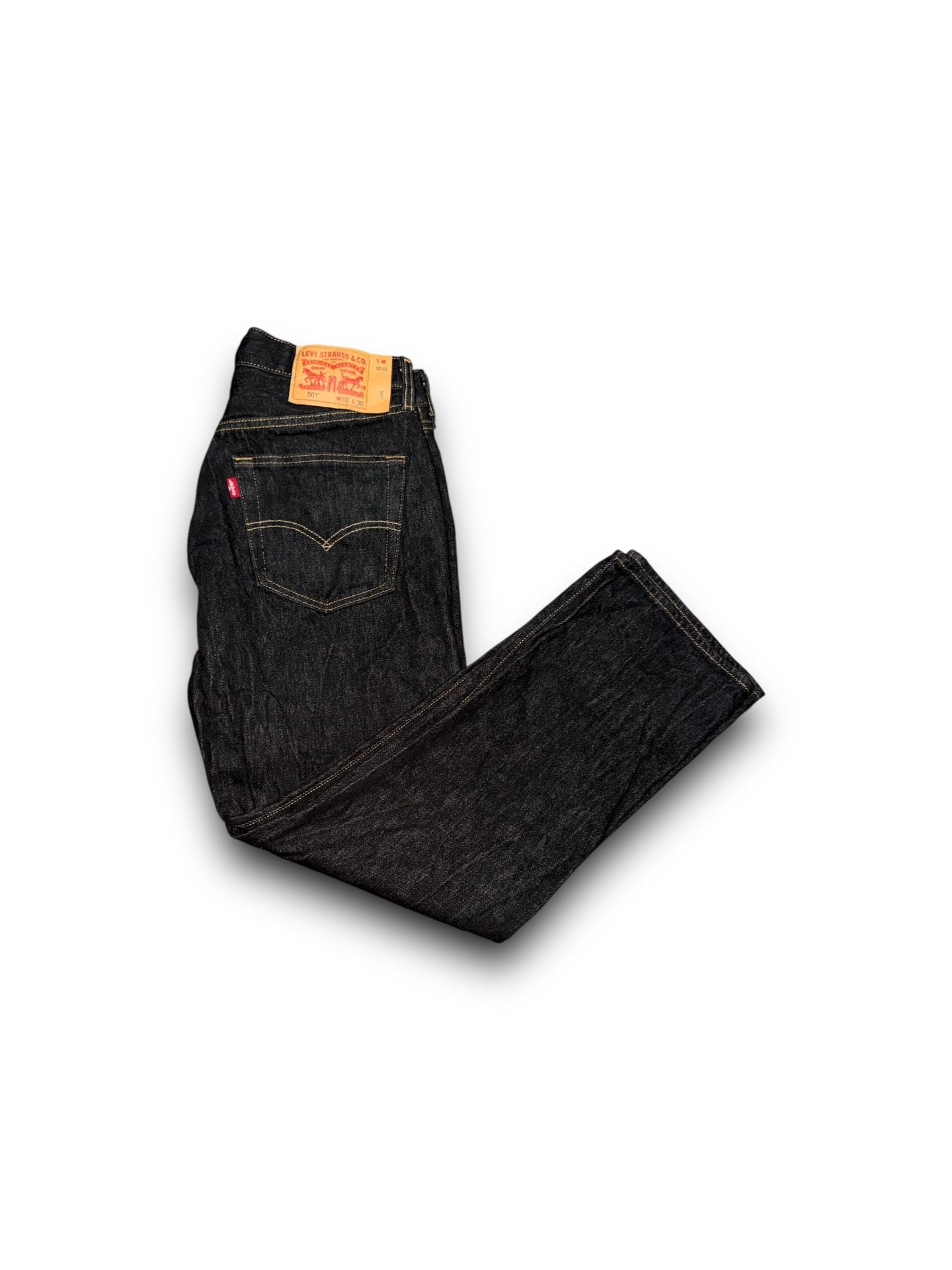LEVI’S 501 Black Denim Jeans Straight Leg Button Fly 33x34