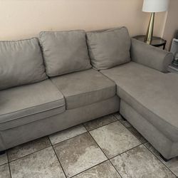 Khaki sectional, chaise part movable