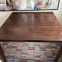 Extendable  Brown Solidwood Counter Height Dining Table with Butterfly leaf