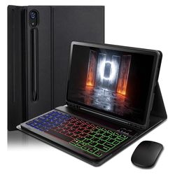 Case Keyboard for Samsung Galaxy Tab S10 Lite / S10 FE / S9 FE / S9 / S8 10.9-11 inch Cover - 7 Color Rainbow Change Backlit Detachable Magnetic Keybo