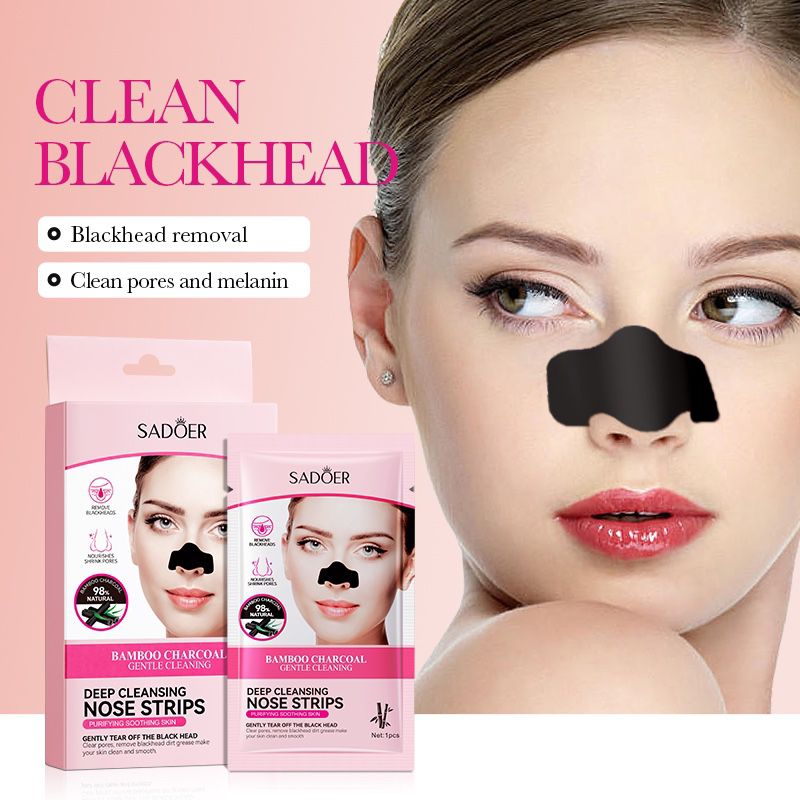 2 Boxes SADOER Bamboo Charcoal Deep Cleansing Nose Strips Gently Tear Off Blackh