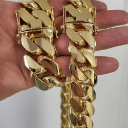 25MM Cuban Link Set 14k Gold Plated Doesn't Loses Color 