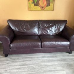 Leather Loveseat + Chair