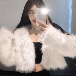 Faux Fur Cropped Coat